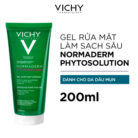 Gel rửa mặt sạch sâu Vichy Normaderm Phytosolution Intensive Purifying Gel 200ml