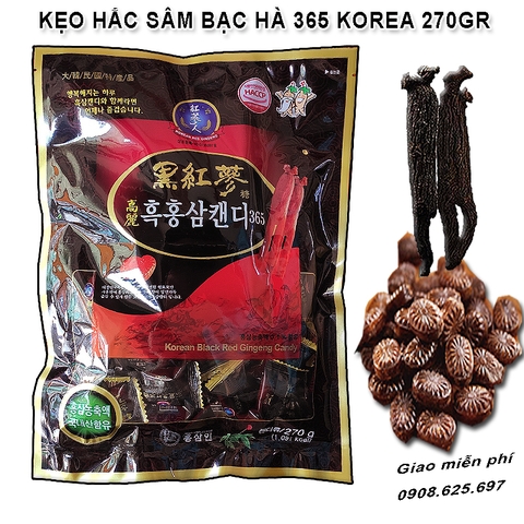 Kẹo Hắc Sâm Bạc Hà 365 Korea 270g