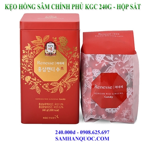 Kẹo Hồng Sâm KGC Chính Phủ 240G Thượng Hạng HỘP THIẾC