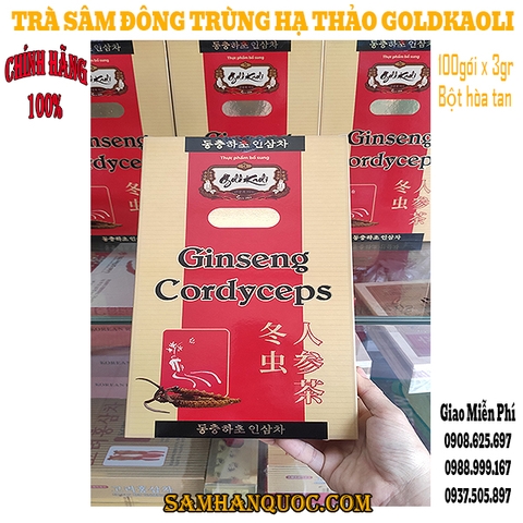 Trà Hòa Tan Đông Trùng Hạ Thảo Nhân Sâm Goldkaoli 100gói x 3gr