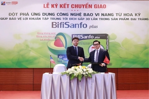 Dược Sanfo tổ chức lễ ký kết chuyển giao công nghệ bao vi nang từ Hoa Kỳ ứng dụng trong sản phẩm đại tràng BifiSanfo Plus