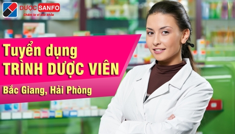 Tuyển dụng trình dược viên Khu vực BẮC GIANG, HẢI PHÒNG