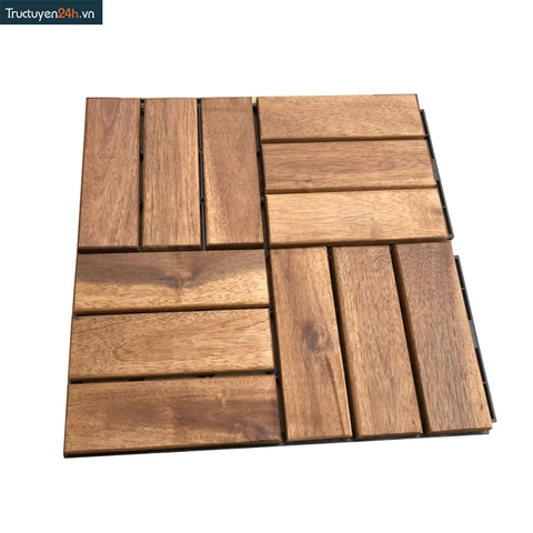 Ván sàn gỗ tự nhiên lát ngoài trời 12 nan. ( vỉ nhựa )