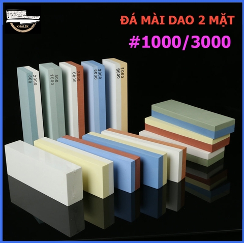 Đá mài dao kéo 2 mặt độ nhám 1000/3000 bằng đá corundum siêu cứng - Đá mài KHALIK