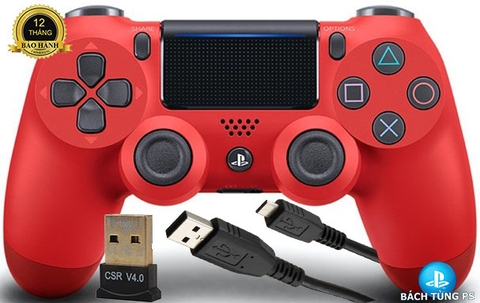 Tay Chơi Game Dualshock4 Đỏ G11 Kèm Dây Sạc Và USB Bluetooth 5.0 Chính Hãng