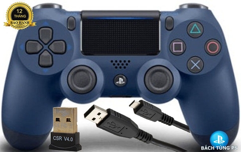 Tay chơi game Dualshock 4 Xanh G22 Kèm Dây Sạc Và USB Bluetooth 5.0 Chính Hãng