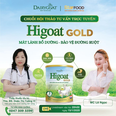 Livestream chuỗi hội thảo tư vấn trực tuyến về Sữa dê Higoat Gold