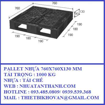 PALLET NHỰA 760X760X130 MM