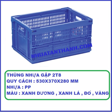 THÙNG NHỰA GẤP 2T8 HỞ  530X370X280 MM