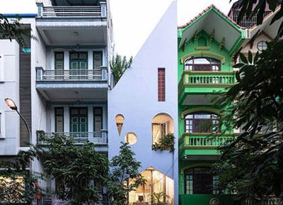 Thiết kế nhà đẹp kiểu mái vát ở Hà Nội