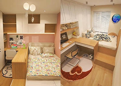 Thiết kế nội thất phòng ngủ cho con trai và con gái