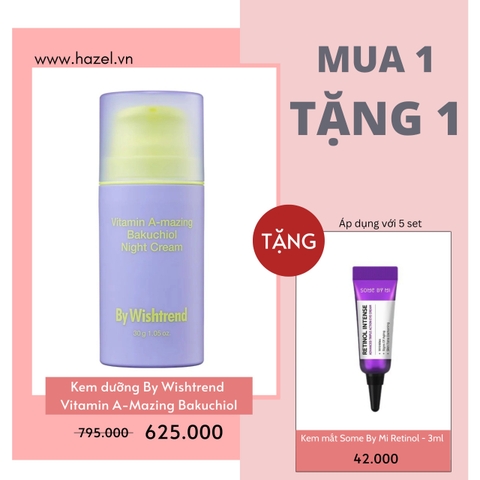 Kem dưỡng By Wishtrend Vitamin A-Mazing Bakuchiol Night Cream 30g