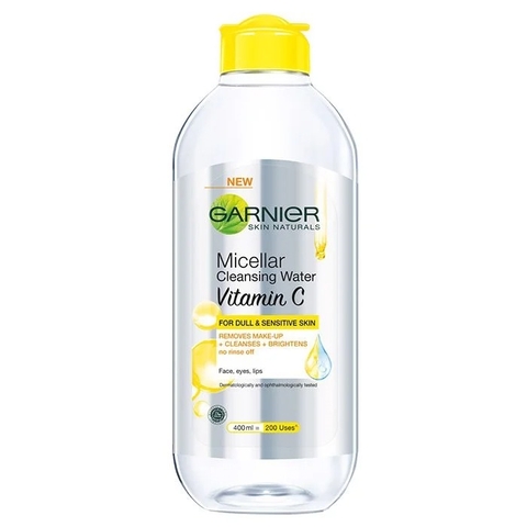 Nước tẩy trang Garnier Micellar Cleansing Water Vitamin C For Dull & Sensitive Skin 400ml (Vàng chanh)