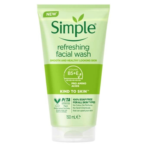 Sữa rửa mặt dạng gel Simple Sensitive Skin Experts Kind To Skin Refreshing Facial Wash 150ml