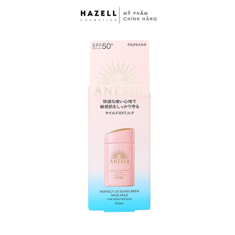 Kem chống nắng Anessa Perfect UV Sunscreen Mild Milk SPF 50+ PA++++ 60ml (Hồng) - Mẫu mới