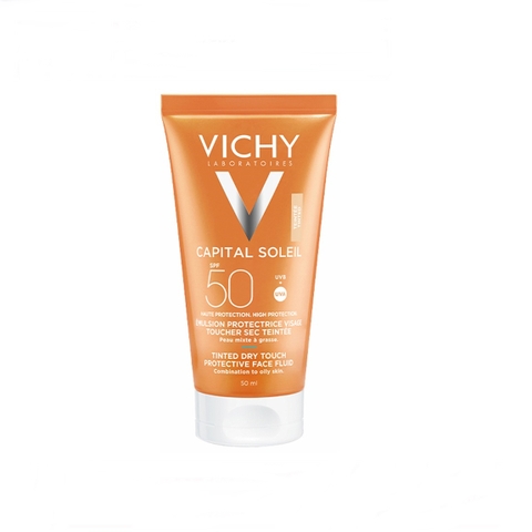 Kem chống nắng Vichy Capital Soleil Emulsion Toucher Sec SPF 50 50ml (kẻ xanh dương)