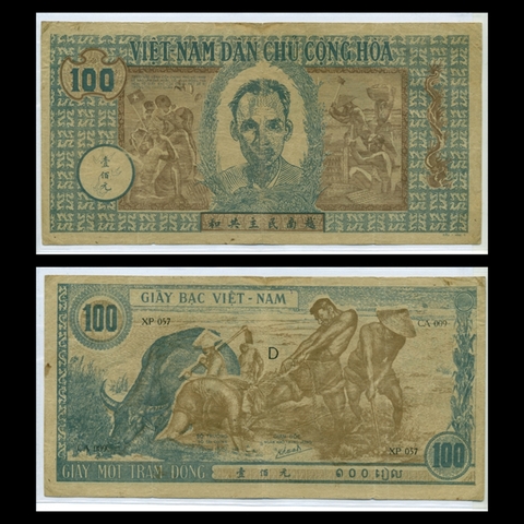 100 Đồng 1947 Con Trâu Xanh (Bác Hồ nhỏ) Việt Nam Dân Chủ Cộng Hòa