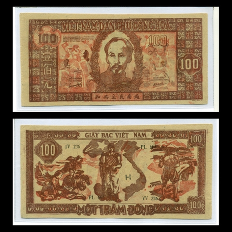100 Đồng 1948 Một Trăm Đỏ  (Bác Hồ lớn) Việt Nam Dân Chủ Cộng Hòa