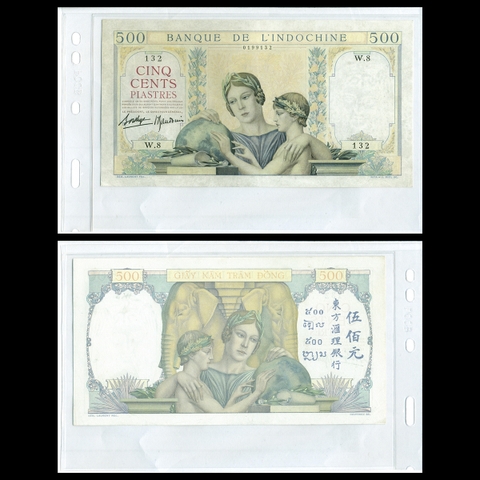 500 piastres, Quả Địa Cầu (Băng Trắng) 1939 Đông Dương