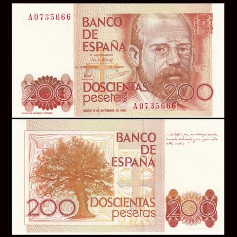 Spain (Tây Ban Nha) 200 pesetas 1980