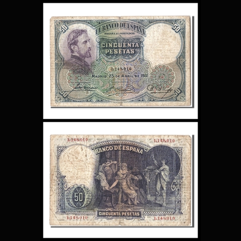 Spain (Tây Ban Nha) 50 pesetas 1931