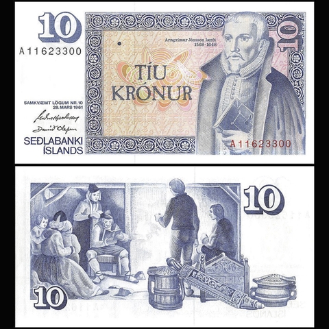 Iceland (Cộng hòa Aixơlen) 10 krónur 1961