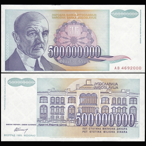 Yugoslavia (Nam Tư) 500000000 dinara 1993