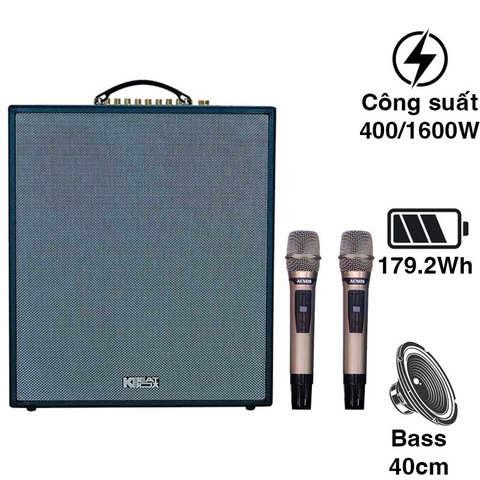 Loa xách tay Acnos CS551Plus (4 Bass 20cm, RMS 400W, Kèm 2 micro)