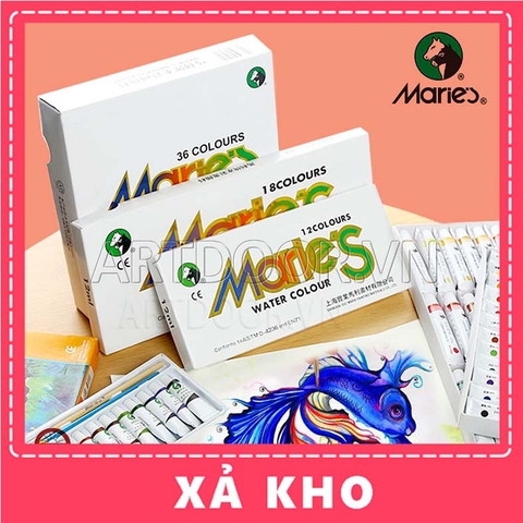 Bộ màu Nước Tuýp MARIES 12ml (hộp giấy) - [xả kho]