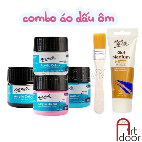 Combo vẽ áo tạo dấu ôm, dấu tay màu Acrylic MONT MARTE lâu phai (4 món) custom áo, vải, canvas