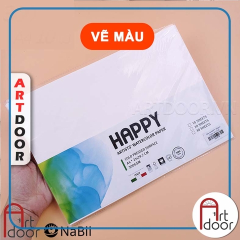 Giấy vẽ màu nước HAPPY dày 300gsm (vân nổi Cold)