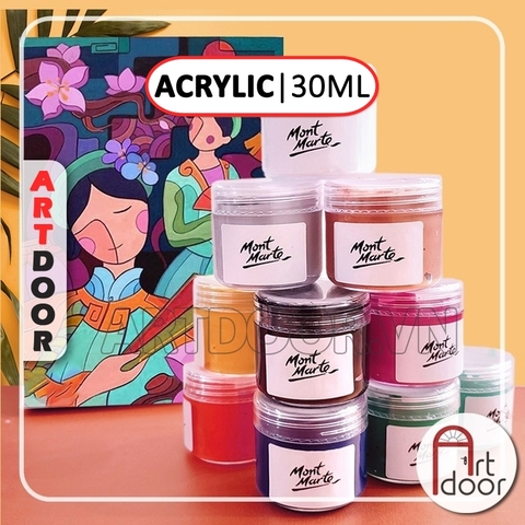 Màu vẽ Acrylic MONT MARTE Hũ (chiết 30ml) custom áo, vải, gỗ, kính, tô tượng, đất sét, số hóa