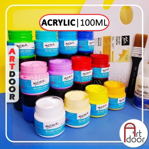 Màu vẽ Acrylic MONT MARTE Hũ (100ml) custom áo, vải, gỗ, kính, tô tượng, đất sét, số hóa