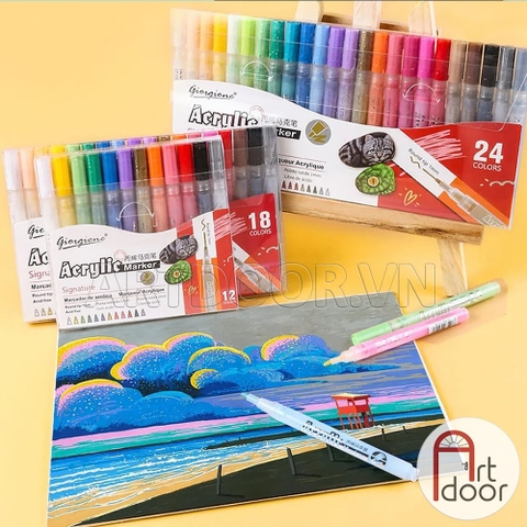 Bộ bút Acrylic GIORGIONE Signature Marker kháng nước, bền màu (hộp giấy)