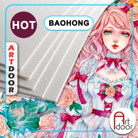 Giấy vẽ màu nước BAOHONG 100% Cotton dày 200~300gsm (vân mịn Hot)