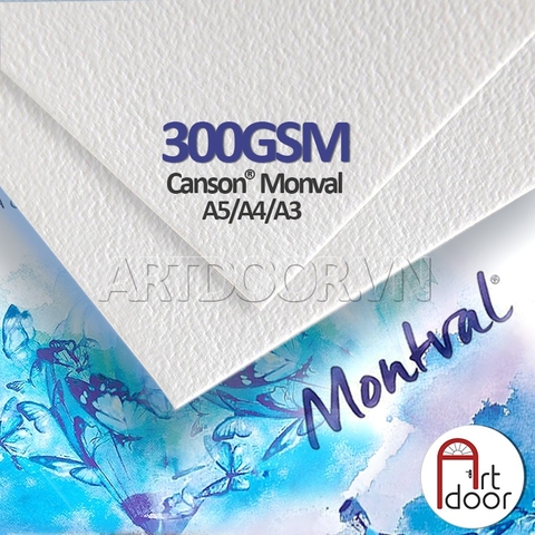 Giấy vẽ màu nước CANSON Pháp Montval nhập khẩu dày 300gsm (vân nổi Cold)
