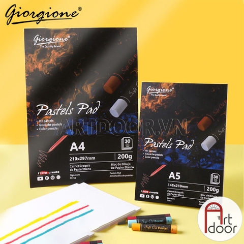 Sổ vẽ màu Sáp Dầu GIORGIONE Pastels Pad dạng sổ xé dày 200gsm (vân nổi Cold)