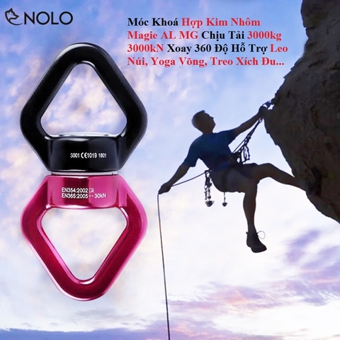 Móc Khoá Hợp Kim Nhôm Magie AL MG Chịu Tải 3000kg 3000kN Xoay 360 Độ Hỗ Trợ Leo Núi, Yoga Võng, Thể Thao