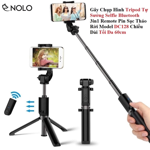 Gây Chụp Hình Tripod Tự Sướng Selfie Bluetooth 3in1 Remote Pin Sạc Tháo Rời Model K07 Chiều Dài Tối Đa 60cm