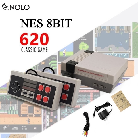 Máy Chơi Game Cổ Điển NES 8 Bit Có 620 Game Kèm Theo 2 Tay Cầm Rời Dây AV Ra Tivi Và Nguồn Adapter