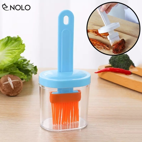 Bàn Chải Cọ Phết Dầu, Sốt, Gia Vị Kiêm Hũ Đựng Model T002 Chất Liệu Đầu Cọ Silicone Chịu Nhiệt