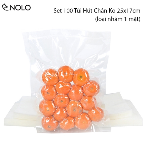 Set 100 Túi Hút Chân Không Kích Thước 25x17cm Loại Nhám 1 Mặt Chất Liệu Nhựa PA Chống Bụi Chống Nước