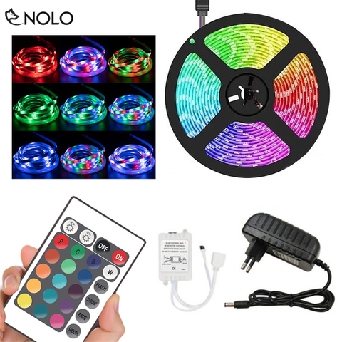 Bộ Dây Đèn Led RGB Điều Khiển Từ Xa Qua Remote Chuyển Đa Màu Chip Bán Dẫn 3528 Chiều Dài 5m