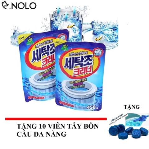 Combo 2 Bịch Bột Tẩy Vệ Sinh Lồng Máy Giặt Tặng 10 Viên Tẩy Bồn Cầu