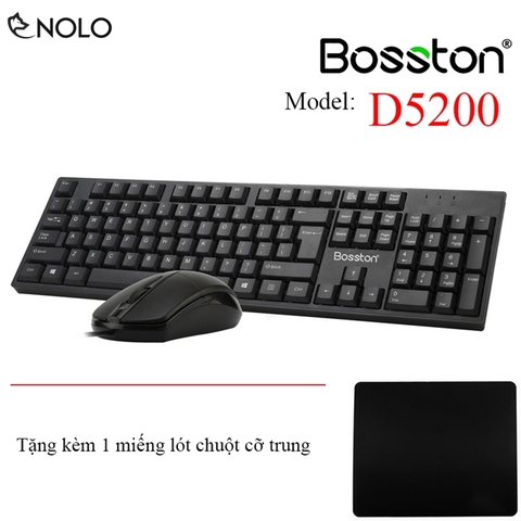 Bộ Combo Bàn Phím Và Chuột Có Dây Bosston Model D5200 Tặng Kèm Miếng Lót Chuột Cỡ Trung