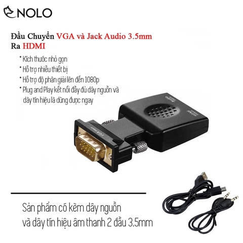 Đầu Chuyển Tín Hiệu Hình Ảnh Âm Thanh Model HDV403 Từ Chui VGA Và Audio 3.5mm Ra Chui HDMI Hỗ Trợ Độ Phân Giải Lên Đến FullHD 1080p