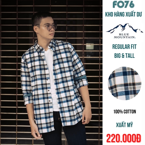BLUE MOUNTAIN - ÁO SƠ MI NAM TAY DÀI MÀU TRẮNG XANH - RN# 129746