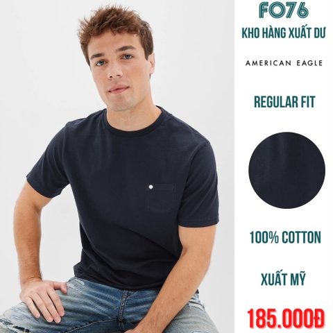 AMERICAN EAGLE - ÁO THUN NAM CỔ TRÒN CÓ TÚI TAY NGẮN MÀU XANH ĐEN - RN 54485