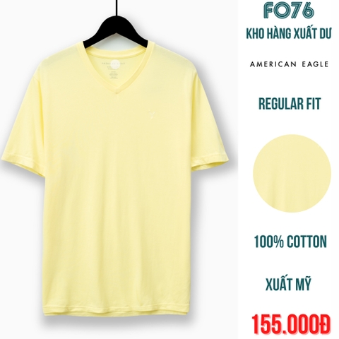 AMERICAN EAGLE - ÁO THUN NAM CỔ TIM TAY NGẮN MÀU VÀNG - RN 54485