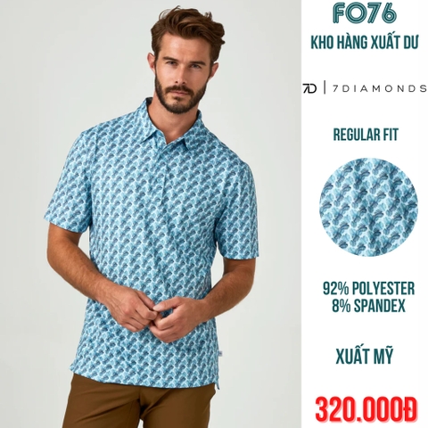 7 DIAMONDS - ÁO THUN NAM POLO GOLF TAY NGẮN CÓ CỔ HOẠ TIẾT MÀU XANH LÁ- RN# 101880